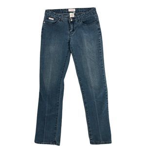 Saza Womens Jeans 9 Blue Straight Juniors Denim Stretch Embroidered Rear Pockets